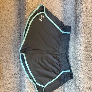 Under Armour Charcoal Shorts with Aqua Accents